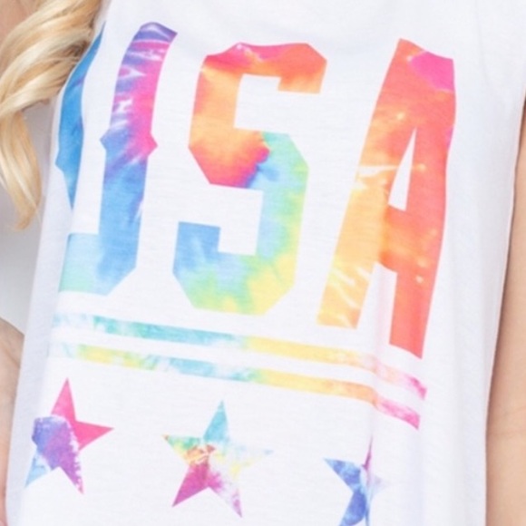 USA VIBRANT TIE DYE LOGO STAR TANK - Picture 4 of 4